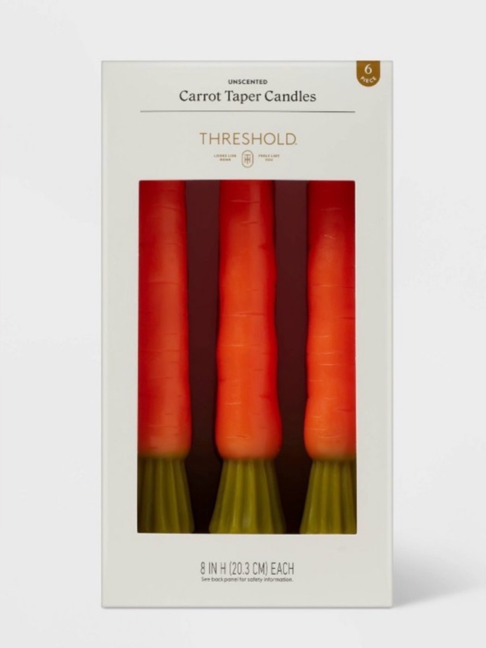 6pk Carrot Taper Candle Set / 2 sets of 3 Taper Candleholders - Picture 2 of 14
